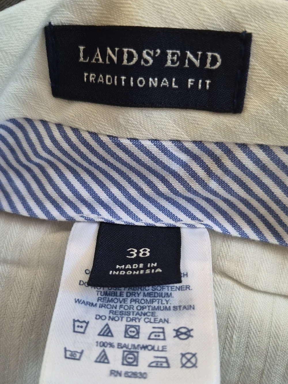 Lands' End Traditional Fit 100% Cotton Pleated Pants